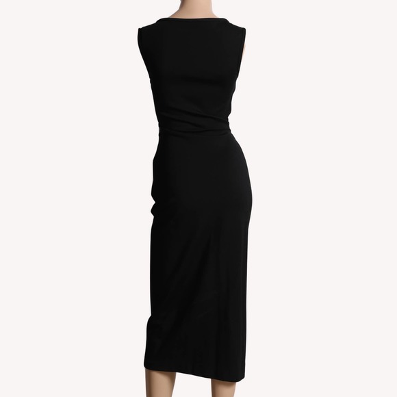 DIANE VON FURSTENBERG Black with Lace Accented Sleeveless Midi Dress - Picture 3 of 6